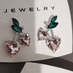 Elegant Pink and Green Crystal Earrings